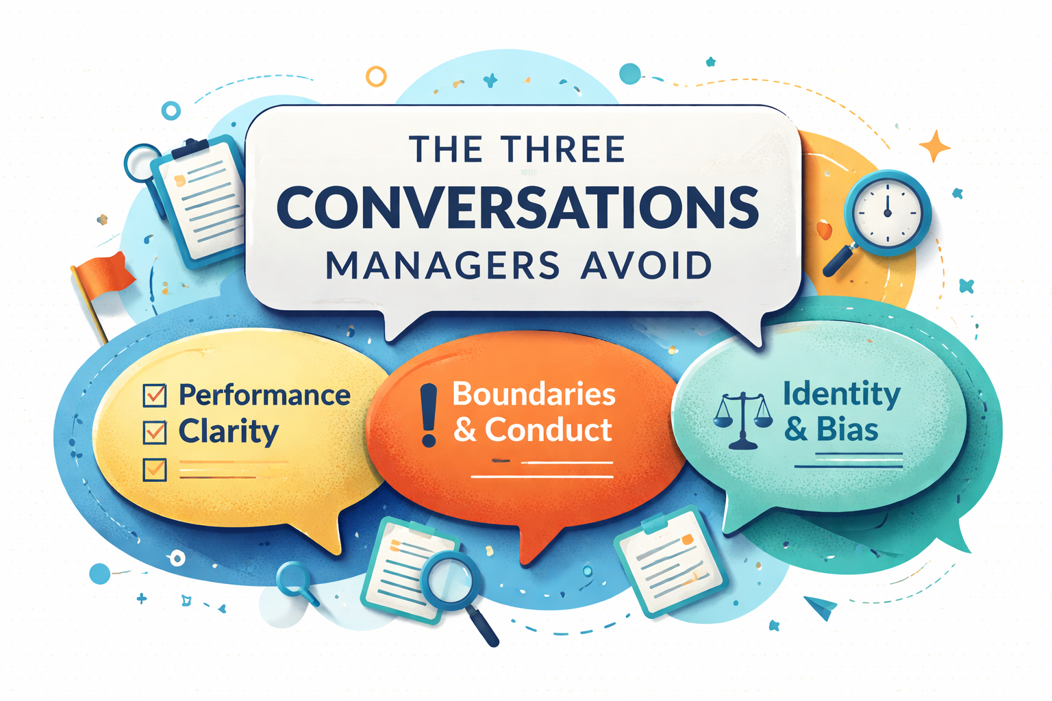 Abstract illustration for a Shane Windmeyer article about manager conversations, workplace trust, fairness, and inclusion.